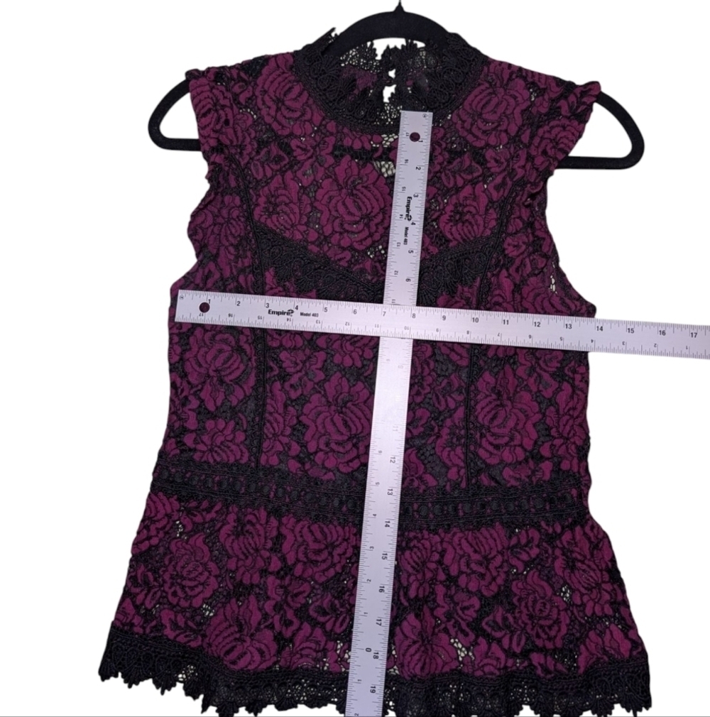 Haute Monde Red and Black Embellished Sleeveless Blouse - Picture 5 of 7